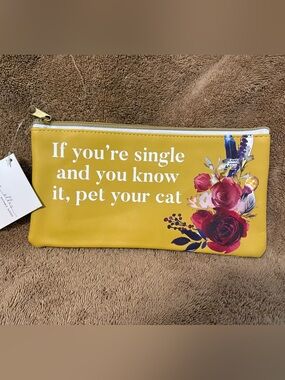 Yellow Floral "If You're Single" Cosmetic Bag